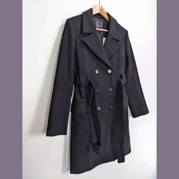 Theory Size S Womens Modus Superlight Wool Blend Long Peacoat in Black - Picture 7 of 16